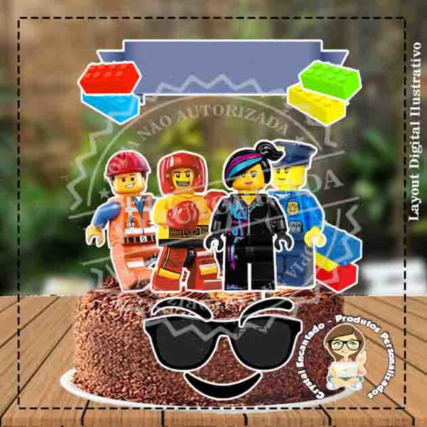 TOPO DE BOLO LEGO MOVIE - REF 1229 ARQUIVO DIGITAL