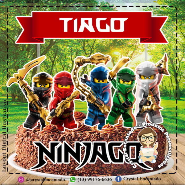 Topo de Bolo Lego Ninjago - Ref 4264 Arquivo Digital
