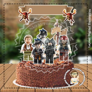 Topo de Bolo Lego Piratas - Ref 4266 Arquivo Digital