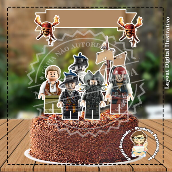 Topo de Bolo Lego Piratas - Ref 4266 Arquivo Digital