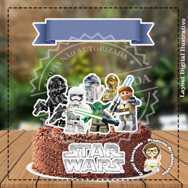 Topo de Bolo Lego Star Wars - Ref 4267 Arquivo Digital