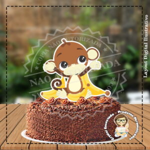 Topo de Bolo Macaquinho - Ref 3453 Arquivo Digital