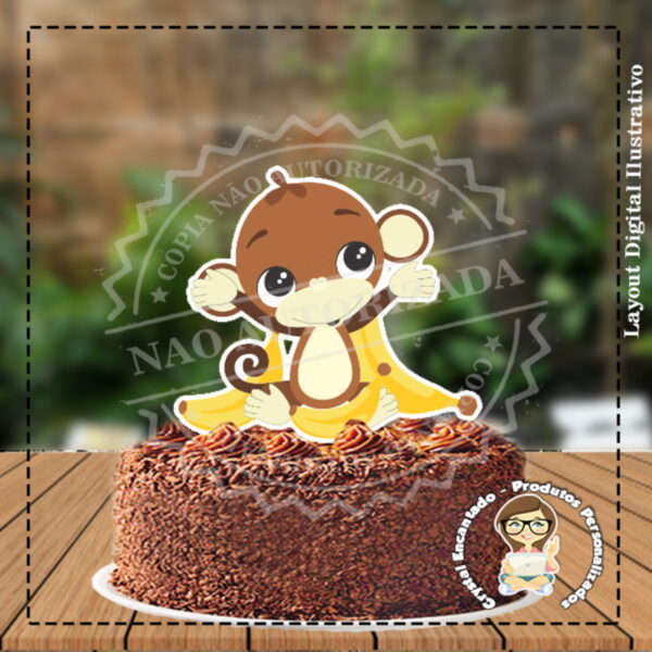Topo de Bolo Macaquinho - Ref 3453 Arquivo Digital