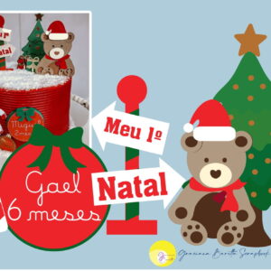 Topo de Bolo Meu Primeiro Natal Ursinho