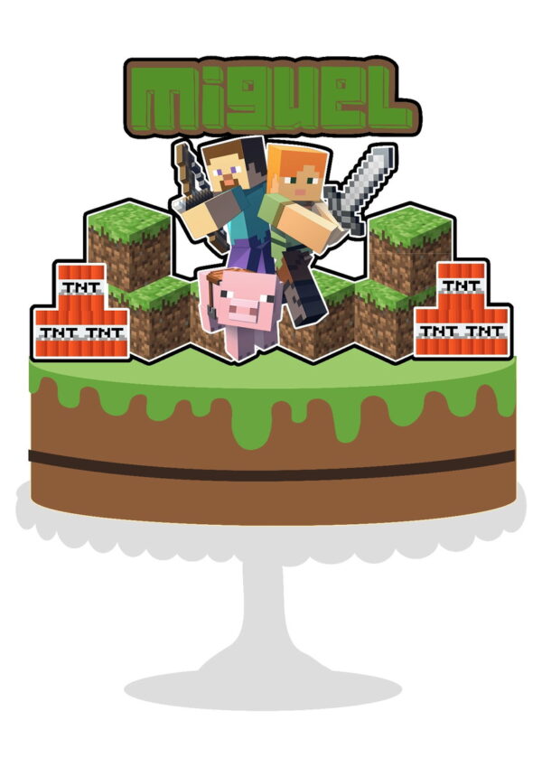Topo de Bolo Minecraft 2 + 4 Arquivos a Sua Escolha - Image 2