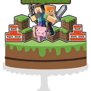 Topo de Bolo Minecraft 2 + 4 Arquivos a Sua Escolha