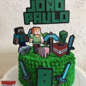 Topo de Bolo Minecraft 3 + 4 Arquivos a Sua Escolha