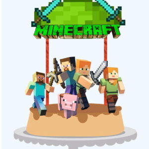 Topo de Bolo Minecraft + 4 Arquivos a Sua Escolha