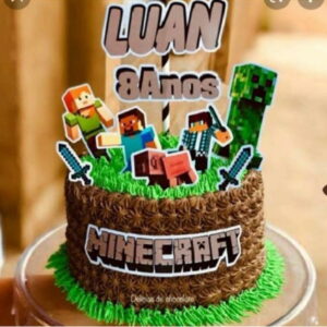 Topo de Bolo Minecraft 5 + 4 Arquivos a Sua Escolha