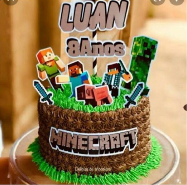 Topo de Bolo Minecraft 5 + 4 Arquivos a Sua Escolha