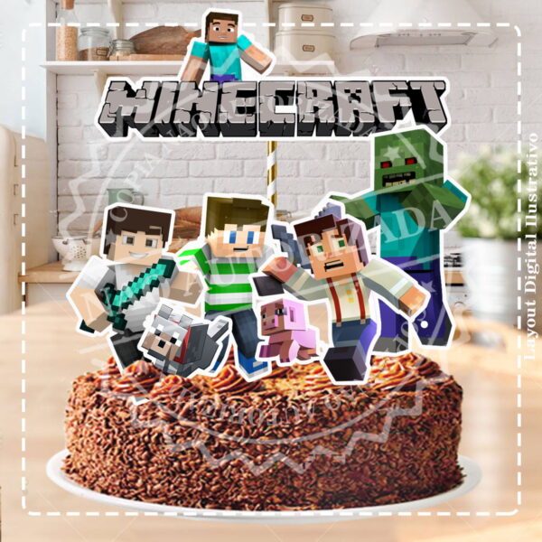 TOPO DE BOLO MINECRAFT - ARQUIVO DIGITAL