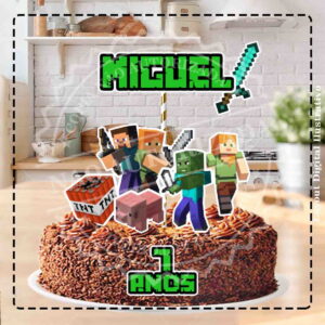 TOPO DE BOLO MINECRAFT - ARQUIVO DIGITAL