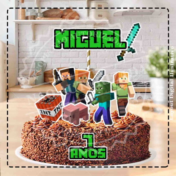 TOPO DE BOLO MINECRAFT - ARQUIVO DIGITAL