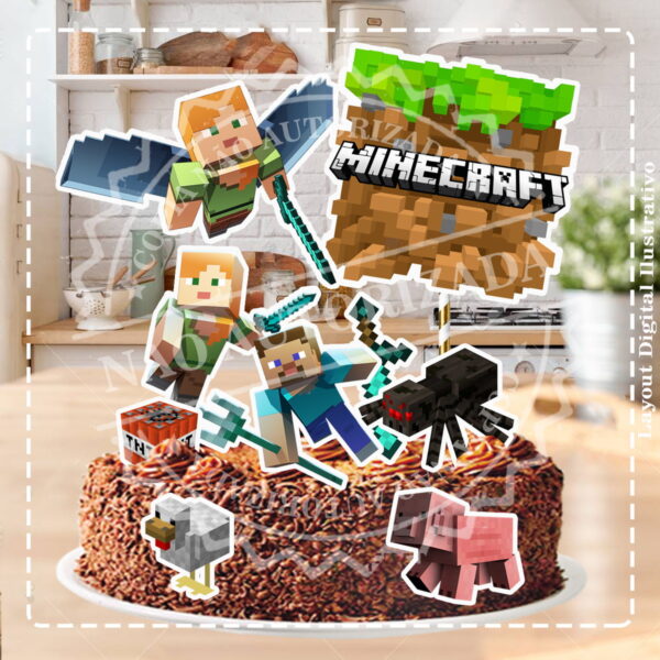 TOPO DE BOLO MINECRAFT - ARQUIVO DIGITAL