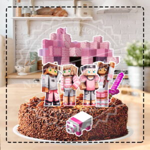TOPO DE BOLO MINECRAFT MENINA - ARQUIVO DIGITAL