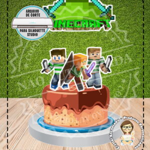 TOPO DE BOLO MINECRAFT - REF 2416 ARQUIVO DIGITAL
