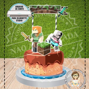 TOPO DE BOLO MINECRAFT - REF 2417 ARQUIVO DIGITAL