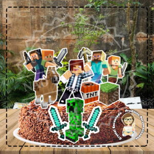TOPO DE BOLO MINECRAFT - REF 2912 ARQUIVO DIGITAL