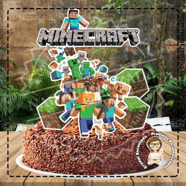 TOPO DE BOLO MINECRAFT - REF 3049 ARQUIVO DIGITAL