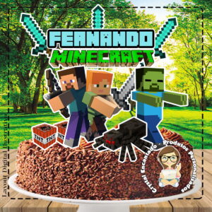 Topo de Bolo Minecraft - Ref 0499 Arquivo Digital