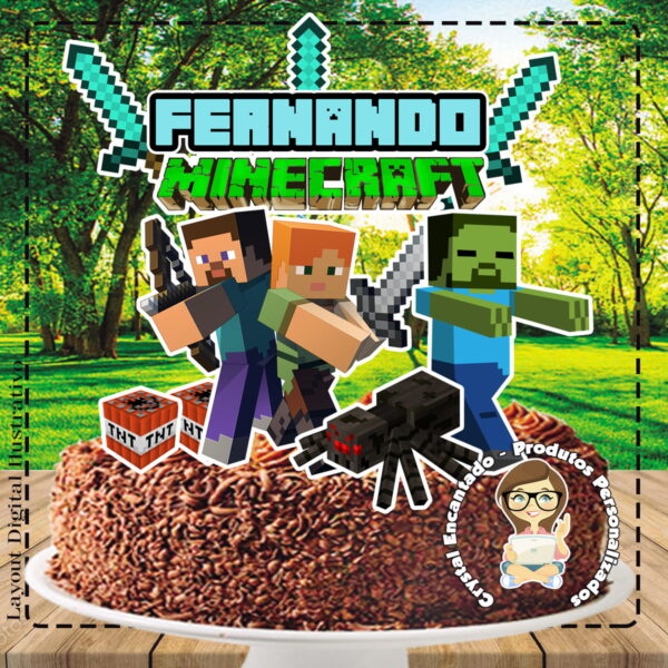 Topo de Bolo Minecraft - Ref 0499 Arquivo Digital