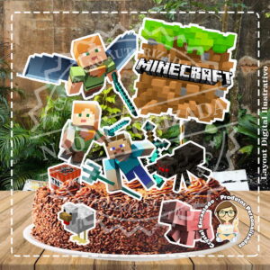 Topo de Bolo Minecraft - Ref 0503 Arquivo Digital