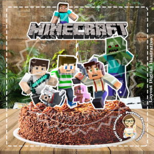 Topo de Bolo Minecraft - Ref 0504 Arquivo Digital