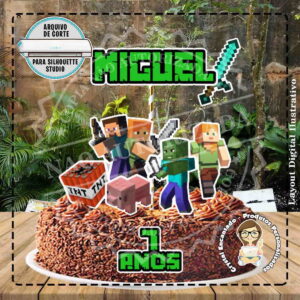 Topo de Bolo Minecraft - Ref 0505 Arquivo Digital