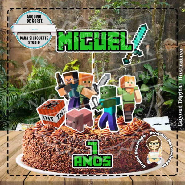 Topo de Bolo Minecraft - Ref 0505 Arquivo Digital