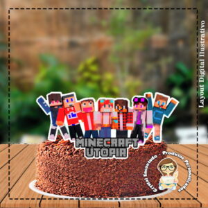 Topo De Bolo Minecraft Utopia - Ref 3935 Arquivo Digital
