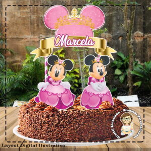 Topo de Bolo Minnie Princesa - Ref 4428 Arquivo Digital
