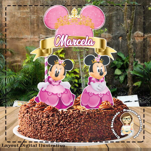 Topo de Bolo Minnie Princesa - Ref 4428 Arquivo Digital