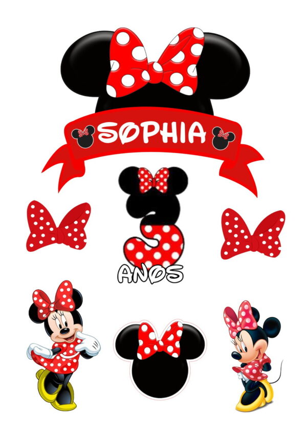 Topo de Bolo Minnie Vermelha - Image 3