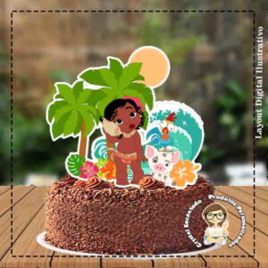 Topo de Bolo Moana Menina - Ref 1590 Arquivo Digital