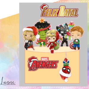 Topo de Bolo Natal Vingadores - Arquivo de Corte Studio/PDF