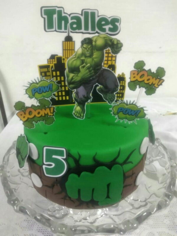 Topo de Bolo Novo Incrível Hulk + 4 Arquivos a Sua Escolha