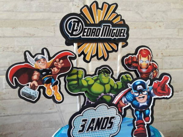 Topo de Bolo os Vingadores + 4 Arquivos a Sua Escolha