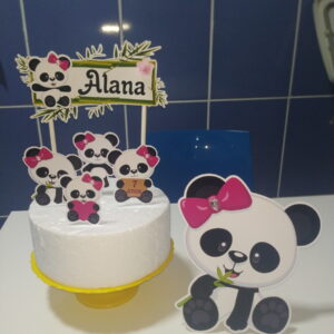 Arquivo de Corte Topo de Bolo Panda Menina + BRINDE
