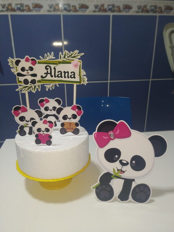 Arquivo de Corte Topo de Bolo Panda Menina + BRINDE