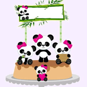 Topo de Bolo Panda + 4 Arquivos a Sua Escolha
