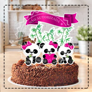 TOPO DE BOLO PANDA MENINA - ARQUIVO DIGITAL