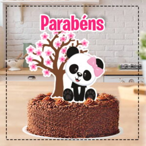 Topo de Bolo Pandinha Rosa 4776 - Arquivo Digital