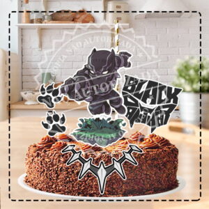 TOPO DE BOLO PANTERA NEGRA CUTE - ARQUIVO DIGITAL
