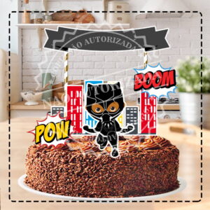 TOPO DE BOLO PANTERA NEGRA CUTE - ARQUIVO DIGITAL