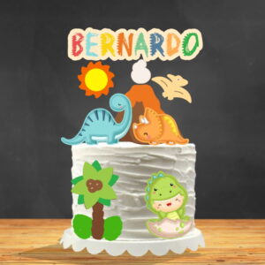 Topo de bolo para imprimir Dinossauro Kid - Arquivo de Corte