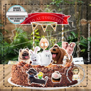 Topo de Bolo Pets Vida Secreta - Ref 2618 Arquivo Digital