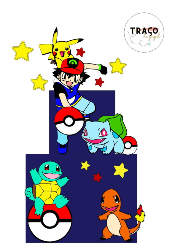 Topo de Bolo Pokémon - 100% Camadas (arquivo Digital)