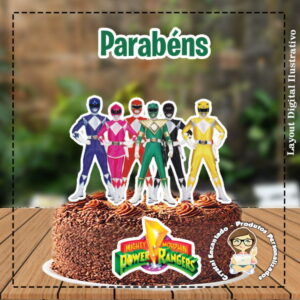 Topo de Bolo Power Rangers 4865 Arquivo Digital