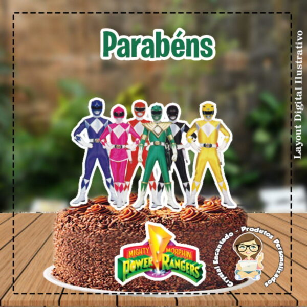 Topo de Bolo Power Rangers 4865 Arquivo Digital