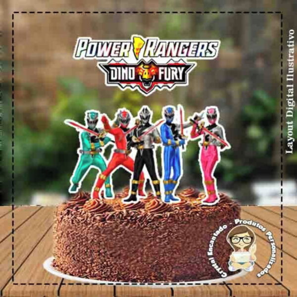 Topo de Bolo Power Rangers Dino Fure - 3647 Arquivo Digital